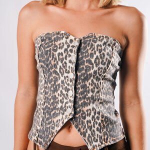 LEOPARD PRINT STRAPLESS TOP