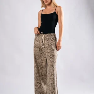 FRONT TIE ANIMAL PRINT PANTS